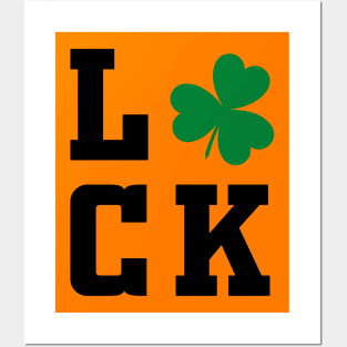 Luck Shamrock Black saint patricks day typography Posters and Art